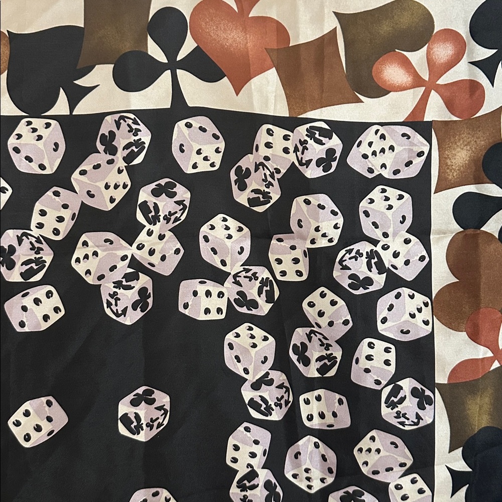 Vintage Harve Bernard 100% Silk Black & Brown &
Dice and Card Suit Pattern Scarf - Picture 2 of 6